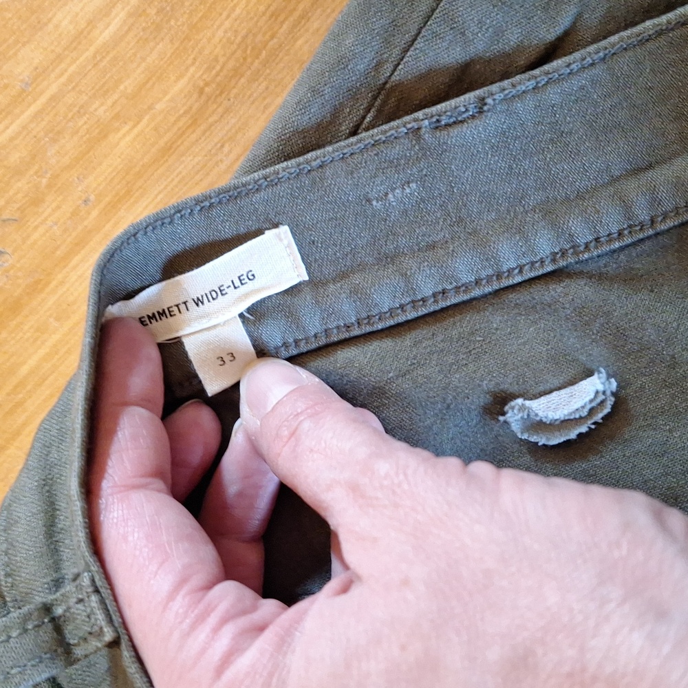 Madewell Emmett Wide Leg Olive Green Pants Size 33 - Picture 5 of 13